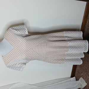 BCBGMaxAzria White and Cream A-line Midi Dress